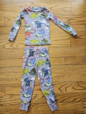 Mini Boden Pajamas 5Y PJ Cotton Two Pieces Dinosaurs Purple